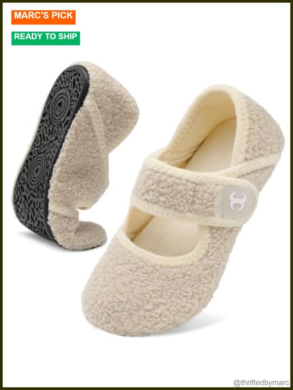 Wide Fuzzy Slippers with Non-Slip Sole - Adjustable Diabetic Sock Slippers